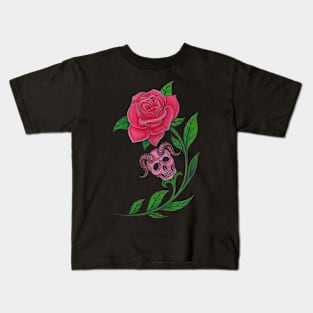 Surrealist flower and demon skull. Kids T-Shirt